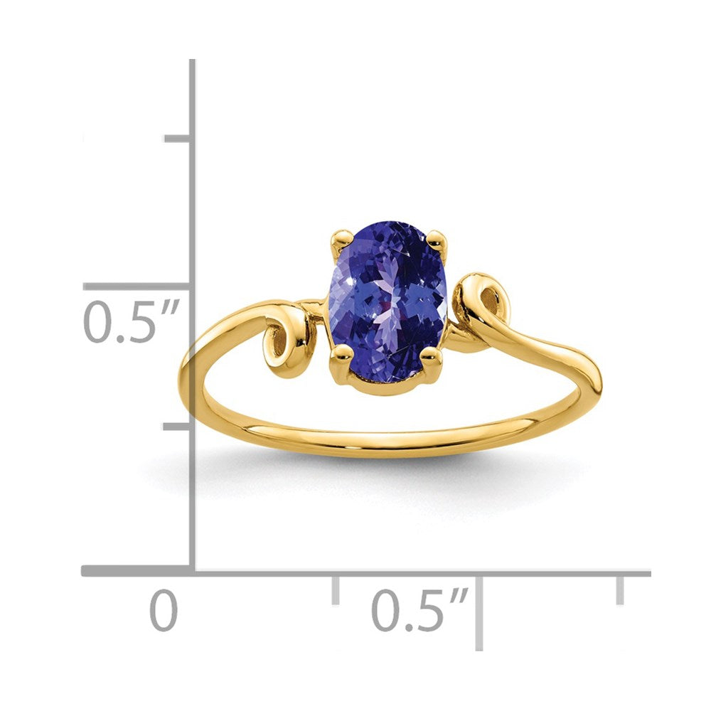 14k Yellow Gold 7x5mm Oval Tanzanite ring