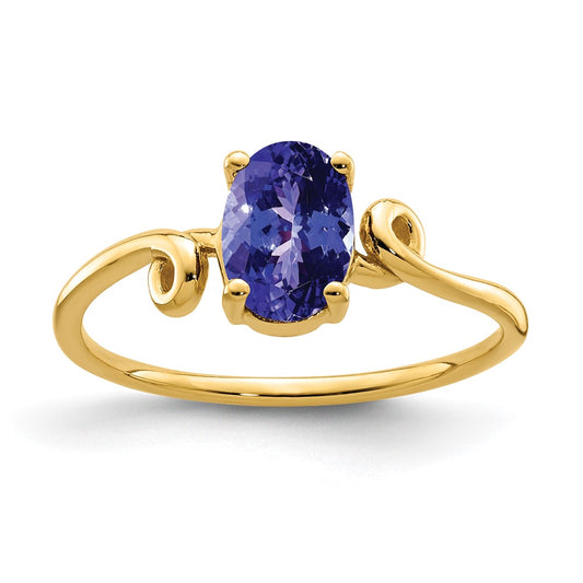 14k Yellow Gold 7x5mm Oval Tanzanite ring