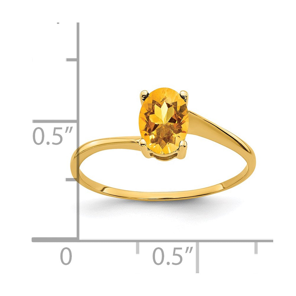 14K Yellow Gold 7x5mm Oval Citrine ring