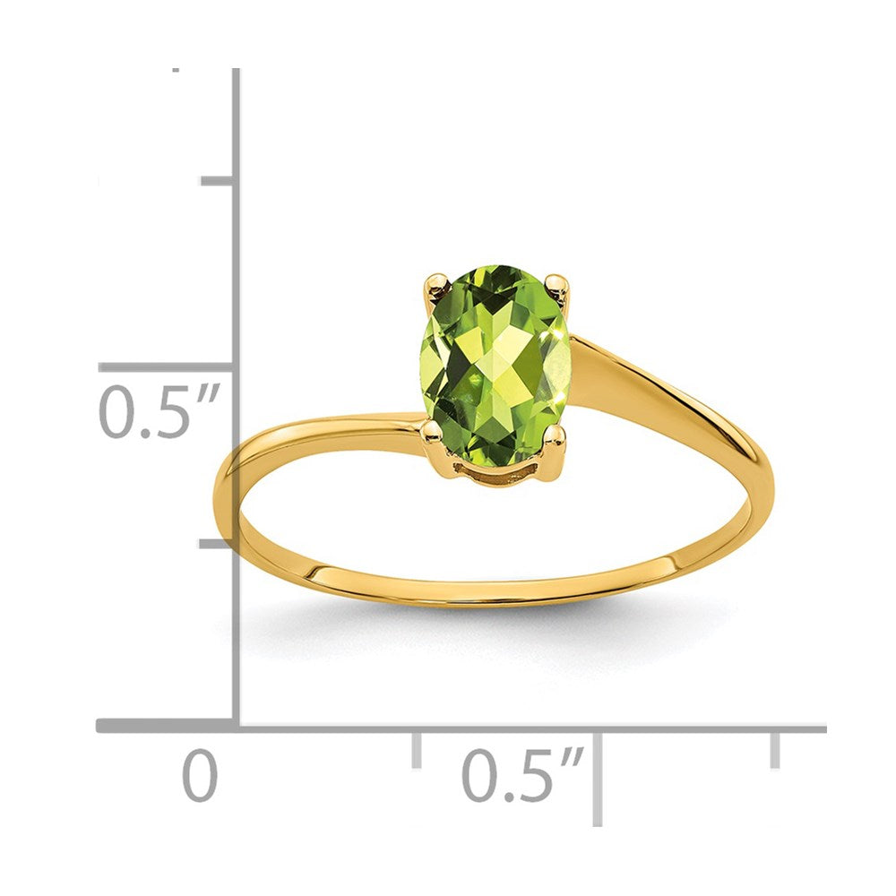 14K Yellow Gold 7x5mm Oval Peridot ring