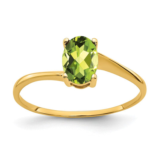 14K Yellow Gold 7x5mm Oval Peridot ring