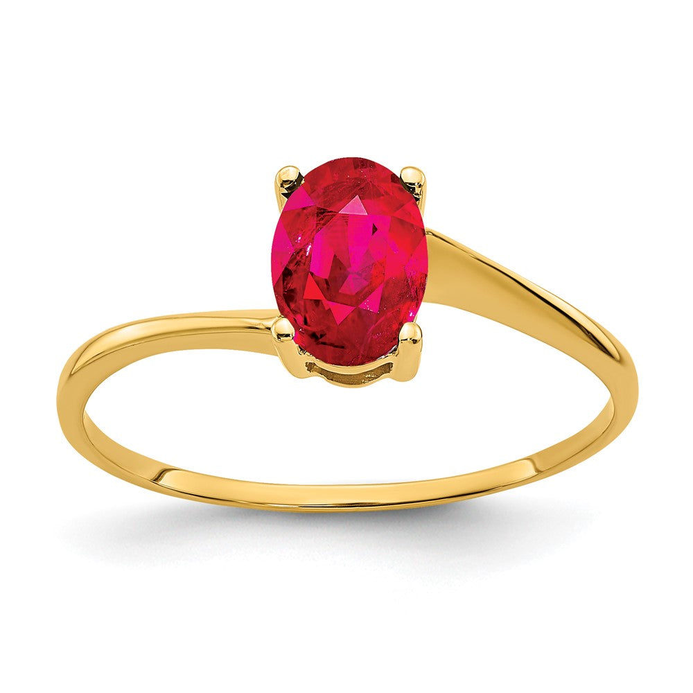 14K Yellow Gold 7x5mm Oval Ruby ring