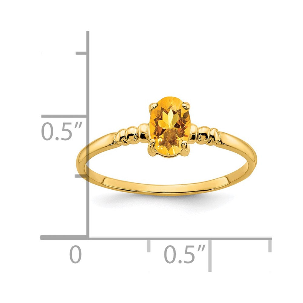 14K Yellow Gold 6x4mm Oval Citrine ring