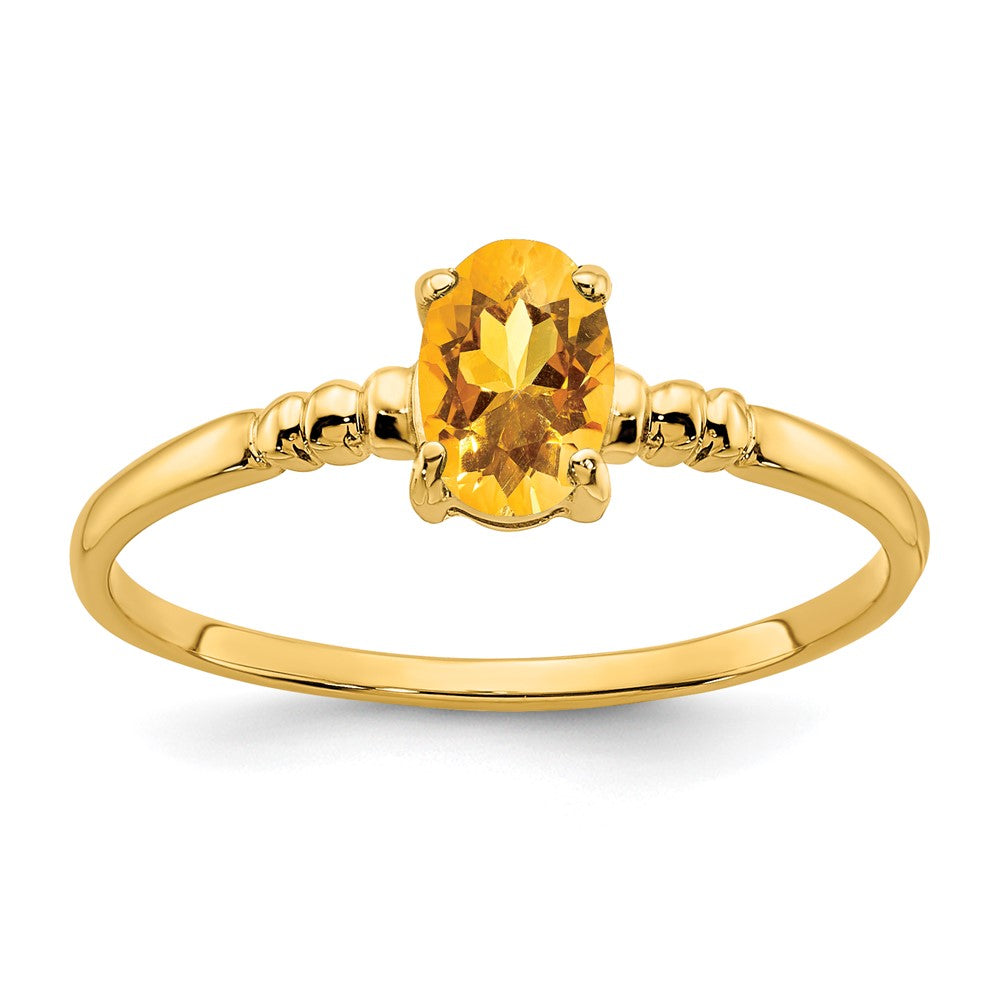 14K Yellow Gold 6x4mm Oval Citrine ring