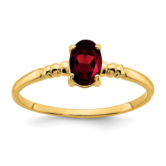 14K Yellow Gold 6x4mm Oval Garnet ring