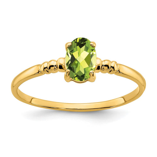 14K Yellow Gold 6x4mm Oval Peridot ring