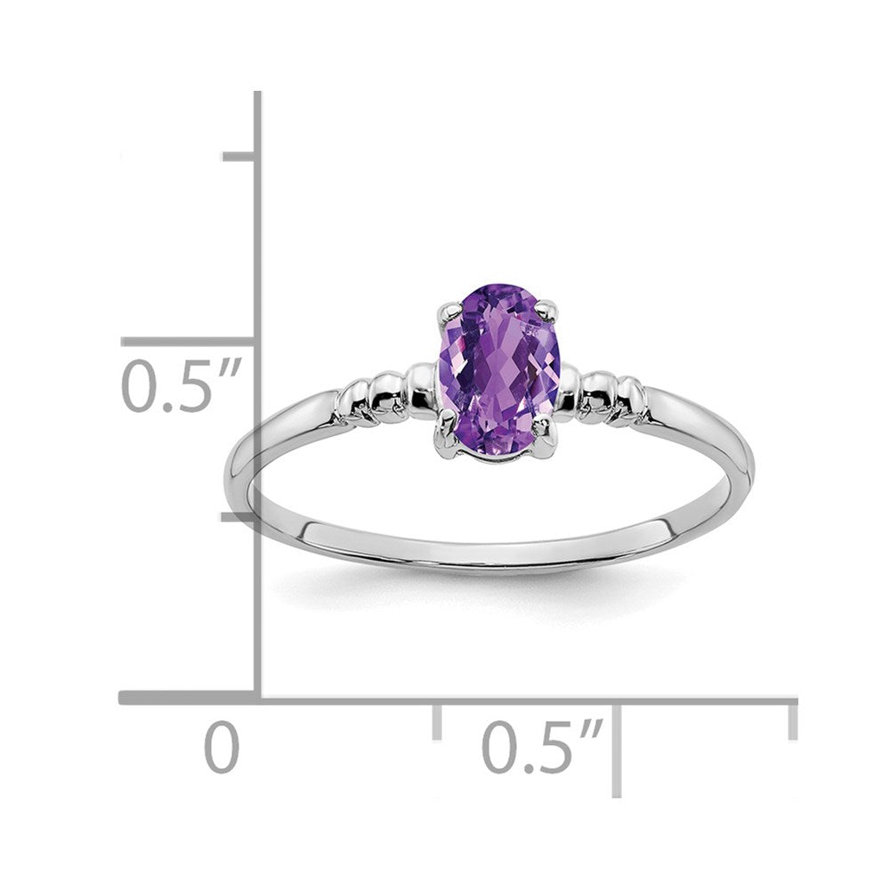 14k White Gold 6x4mm Oval Amethyst ring