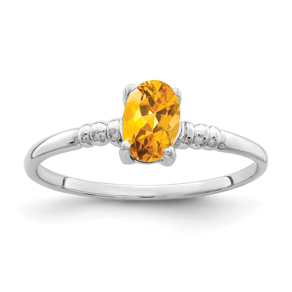 14k White Gold 6x4mm Oval Citrine ring