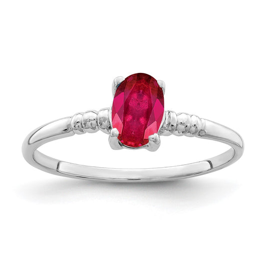 14k White Gold 6x4mm Oval Ruby ring