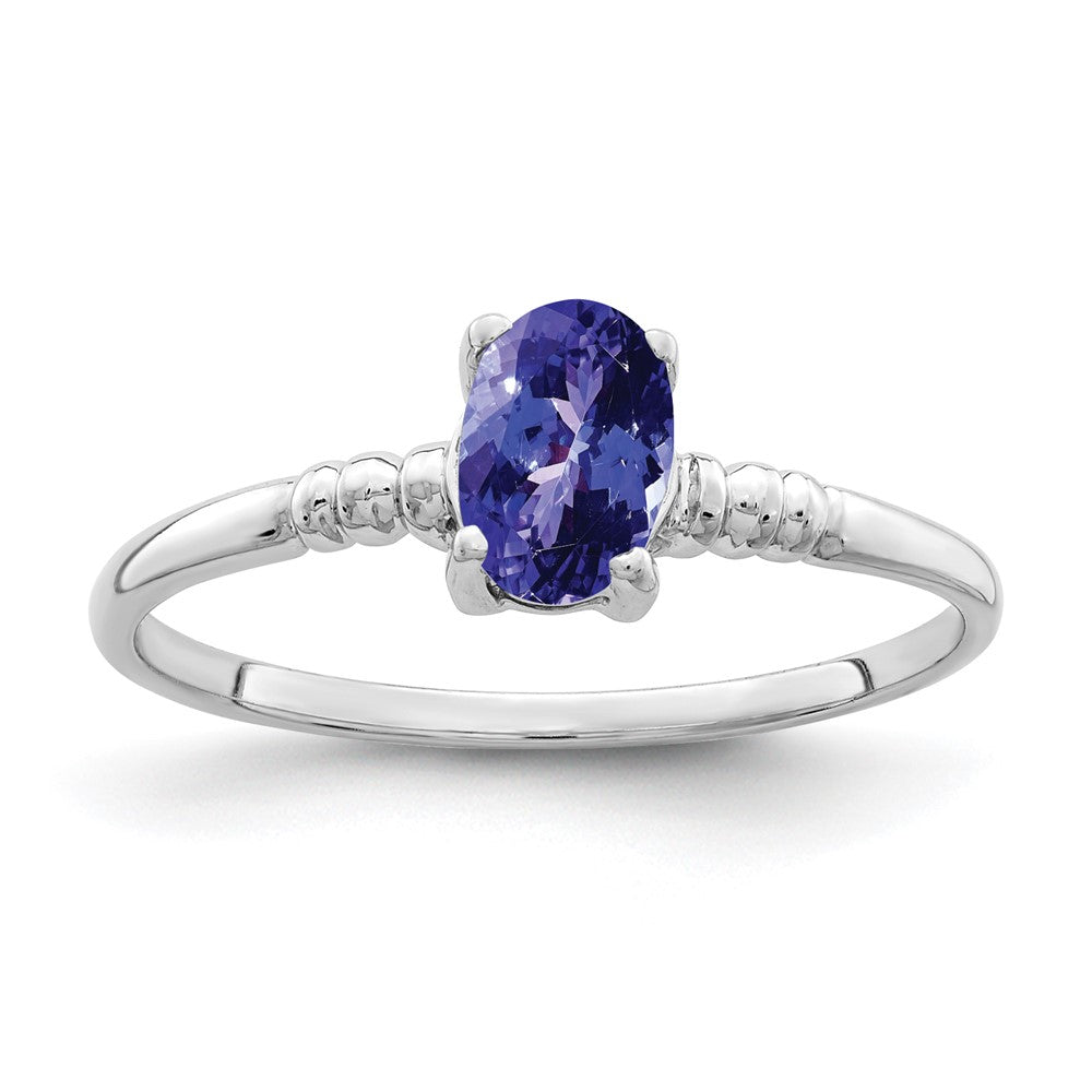 14k White Gold 6x4mm Oval Tanzanite ring