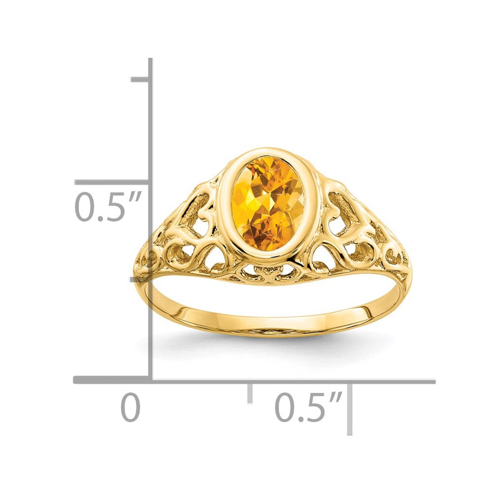 14K Yellow Gold 7x5mm Oval Citrine ring