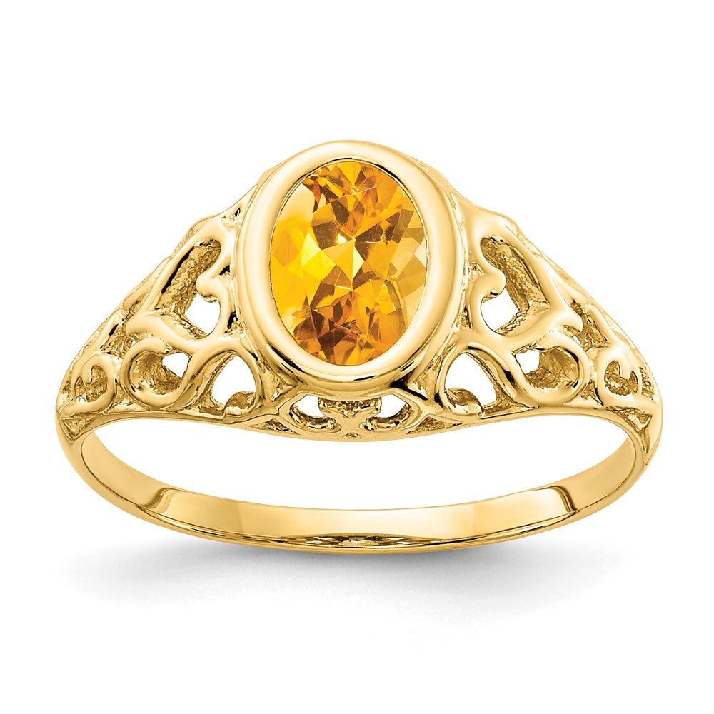 14K Yellow Gold 7x5mm Oval Citrine ring