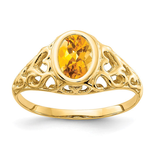 14K Yellow Gold 7x5mm Oval Citrine ring