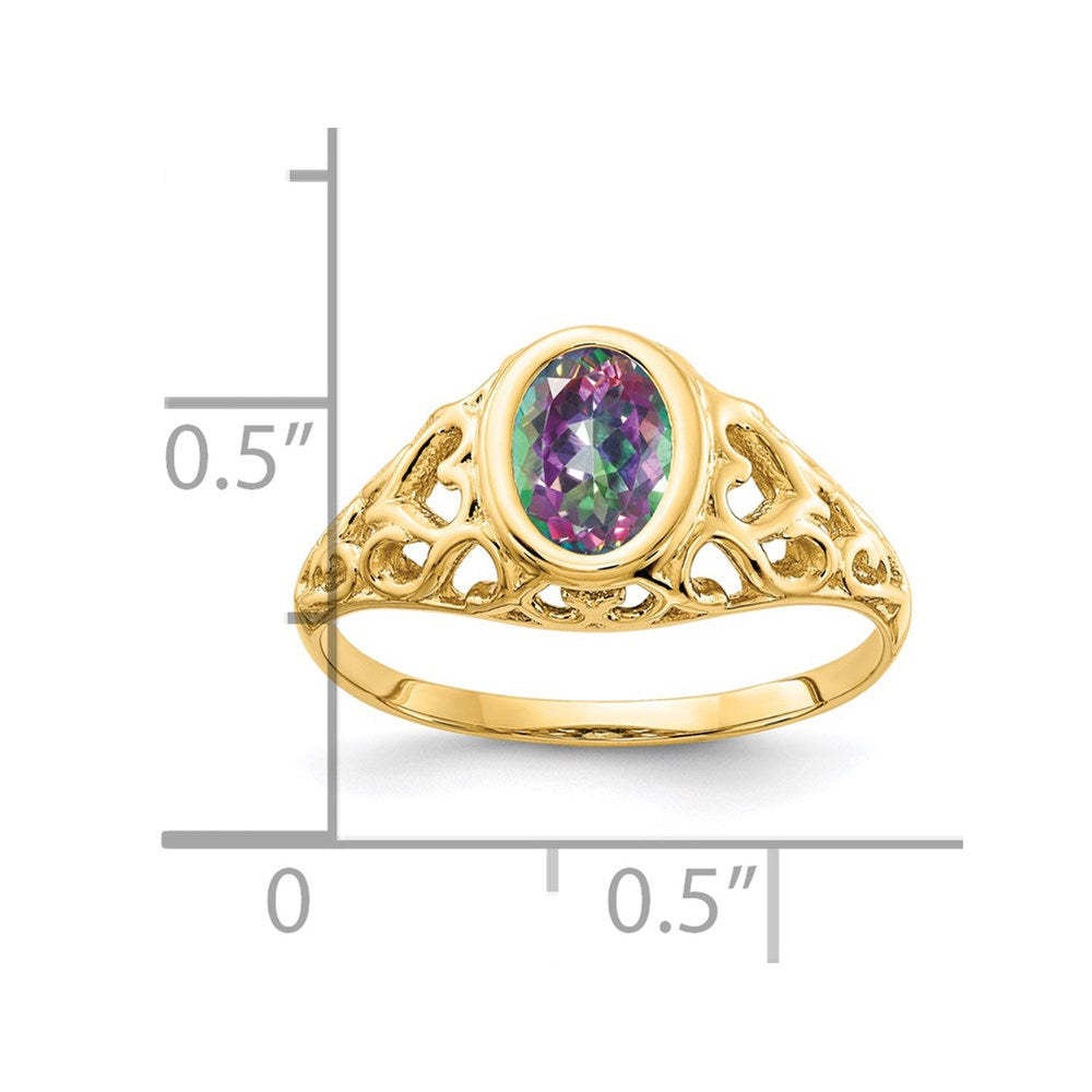 14K Yellow Gold Oval Mystic Fire Topaz Ring