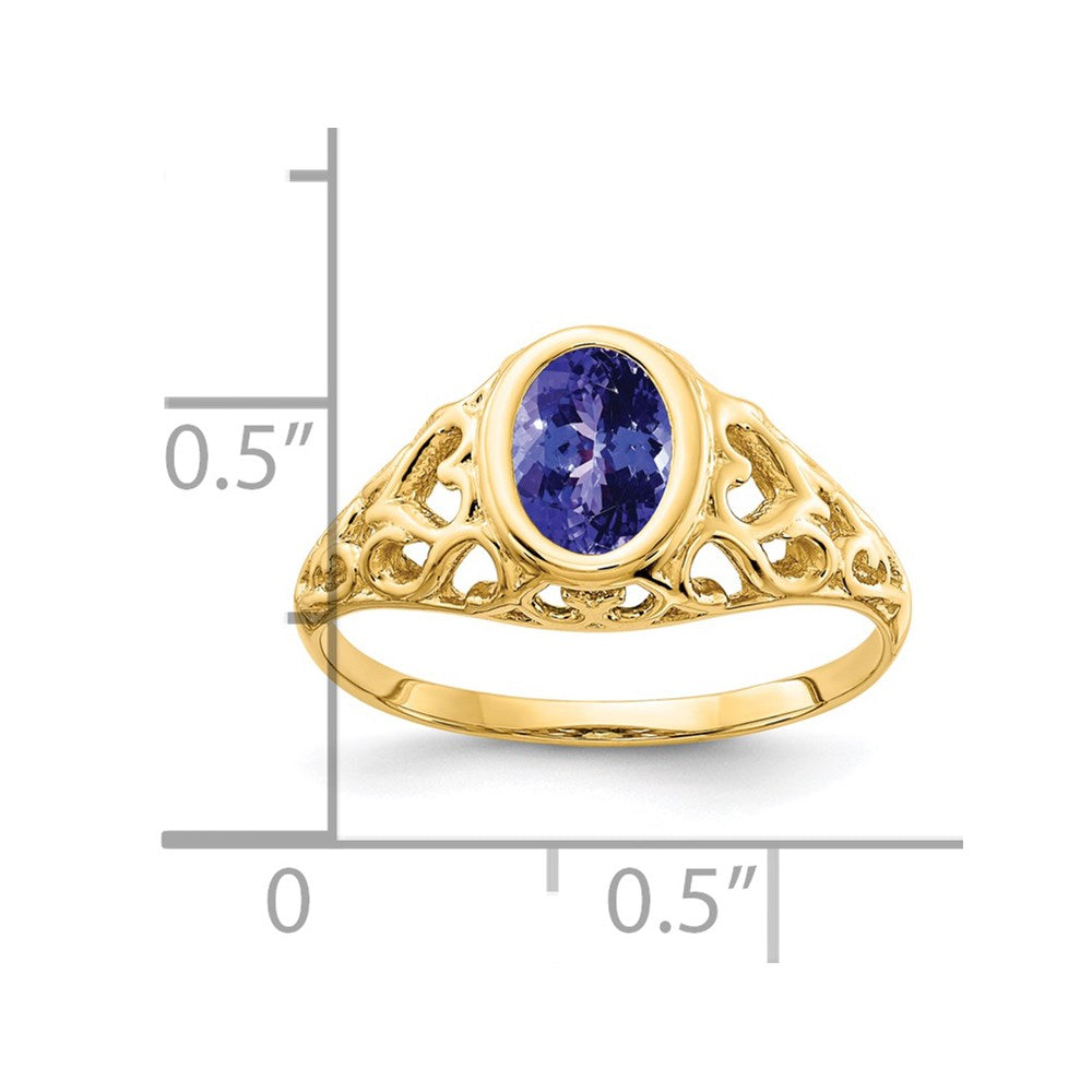 14k Yellow Gold 7x5mm Oval Tanzanite ring