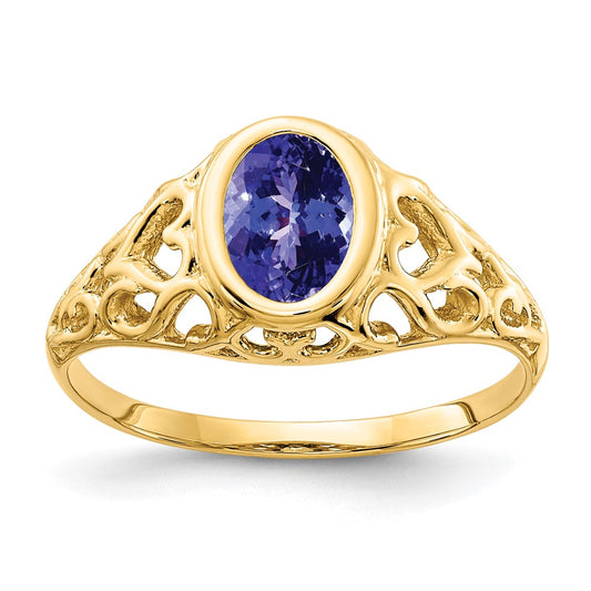 14k Yellow Gold 7x5mm Oval Tanzanite ring