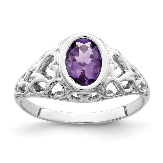 14k White Gold 7x5mm Oval Amethyst ring