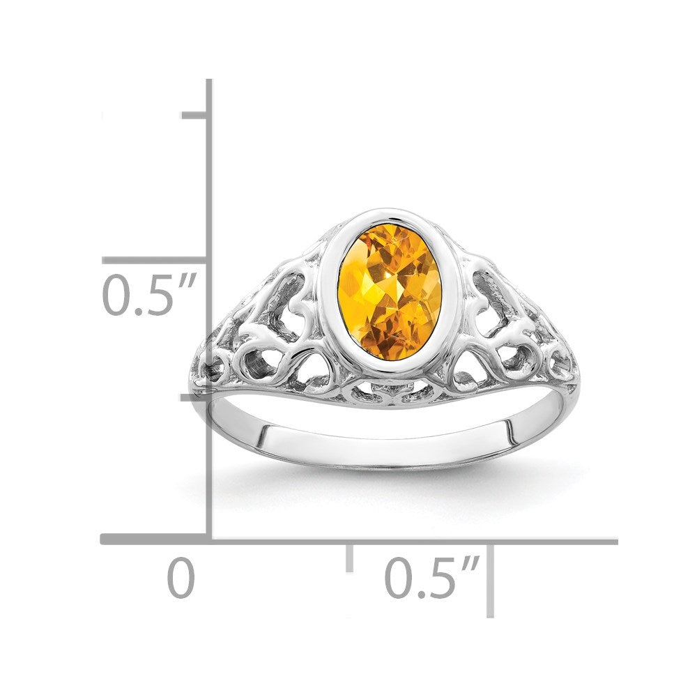 14k White Gold 7x5mm Oval Citrine ring