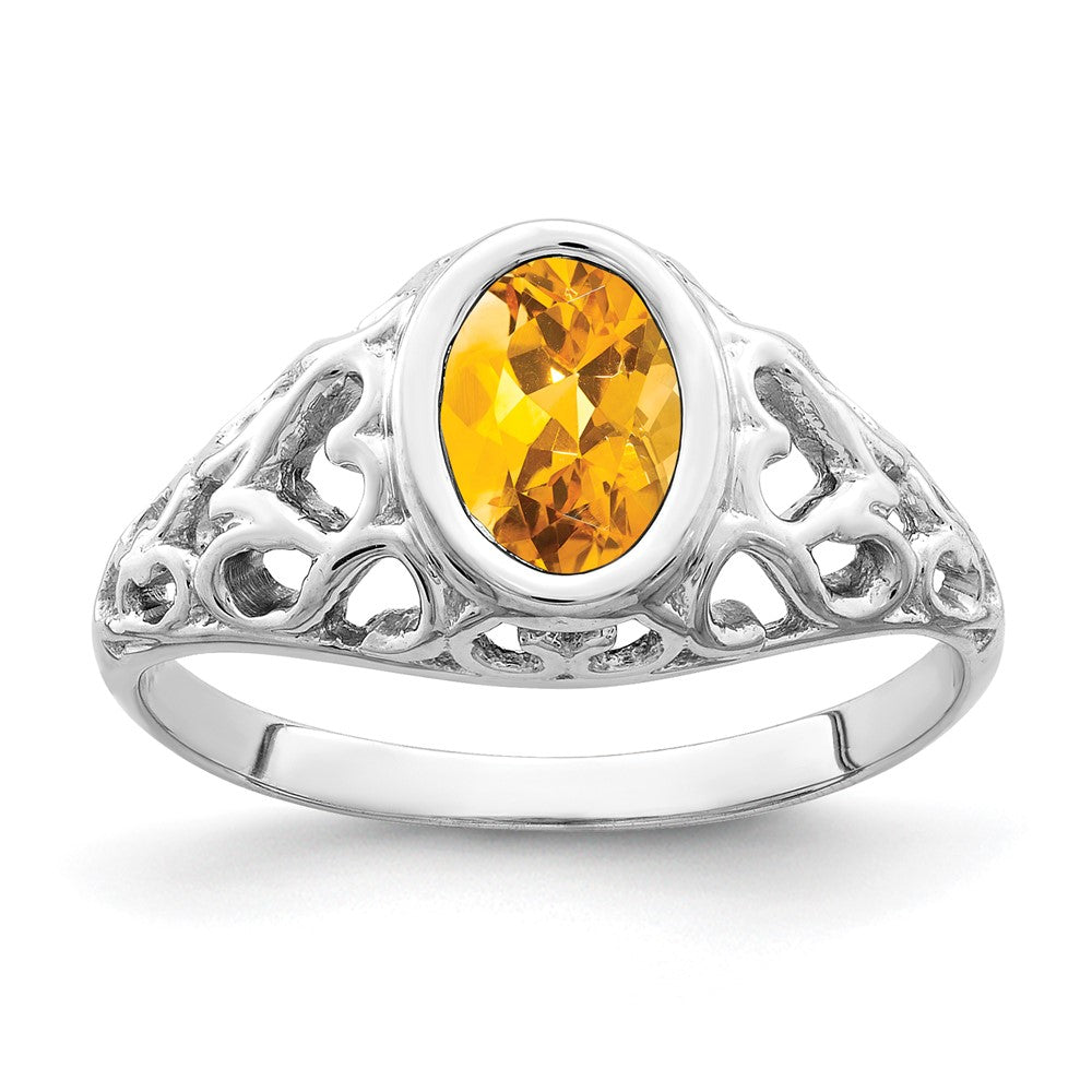 14k White Gold 7x5mm Oval Citrine ring