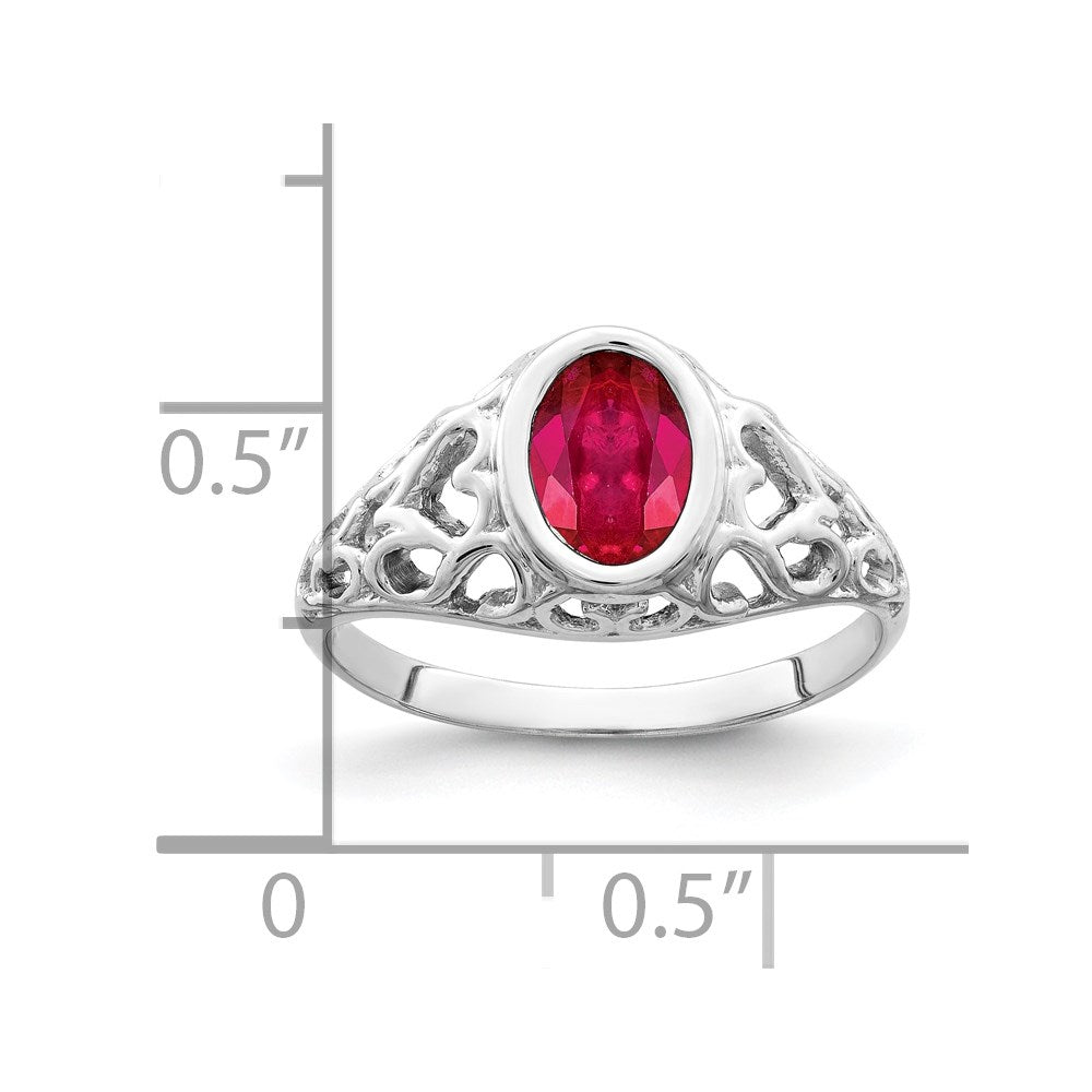 14k White Gold 7x5mm Oval Ruby ring