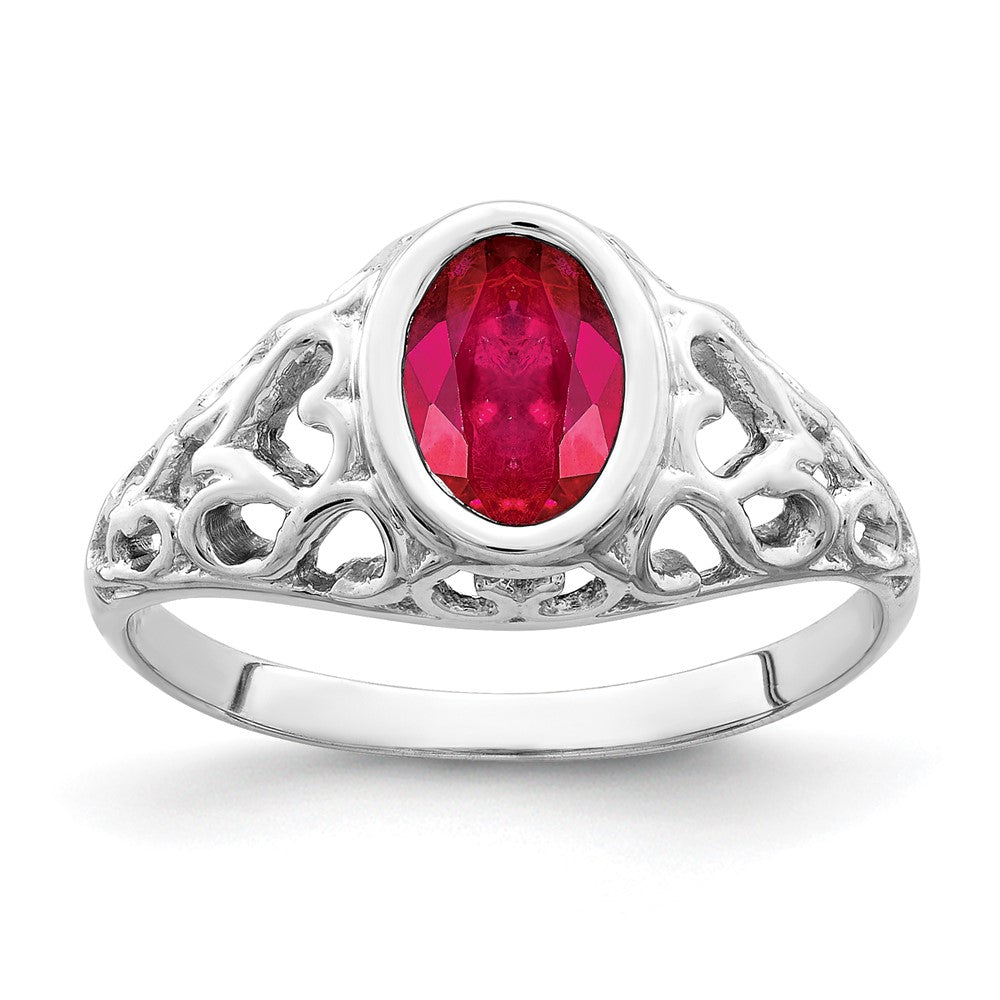 14k White Gold 7x5mm Oval Ruby ring