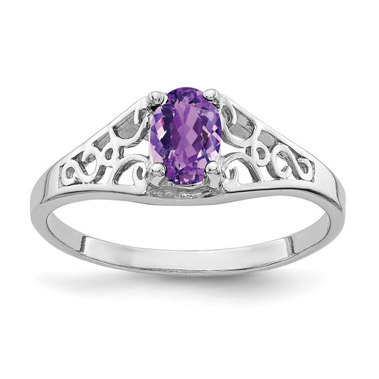 14k White Gold 6x4mm Oval Amethyst ring