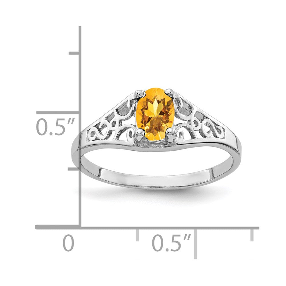 14k White Gold 6x4mm Oval Citrine ring