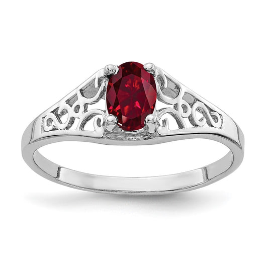 14k White Gold 6x4mm Oval Created Ruby ring