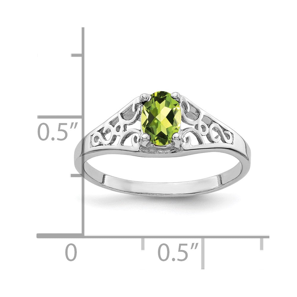 14k White Gold 6x4mm Oval Peridot ring