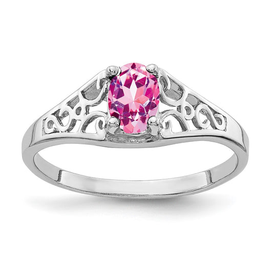 14k White Gold 6x4mm Oval Pink Sapphire ring