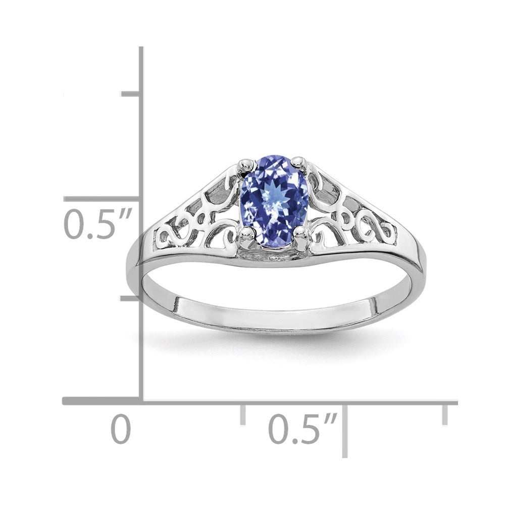 14k White Gold 6x4mm Oval Tanzanite ring