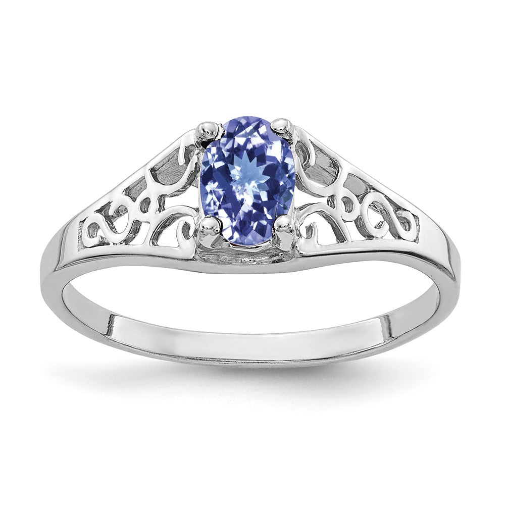 14k White Gold 6x4mm Oval Tanzanite ring