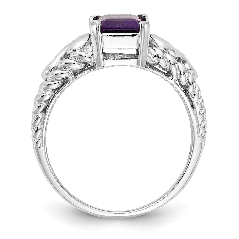 14k White Gold 8x6mm Emerald Cut Amethyst ring