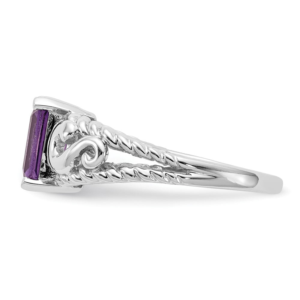 14k White Gold 8x6mm Emerald Cut Amethyst ring