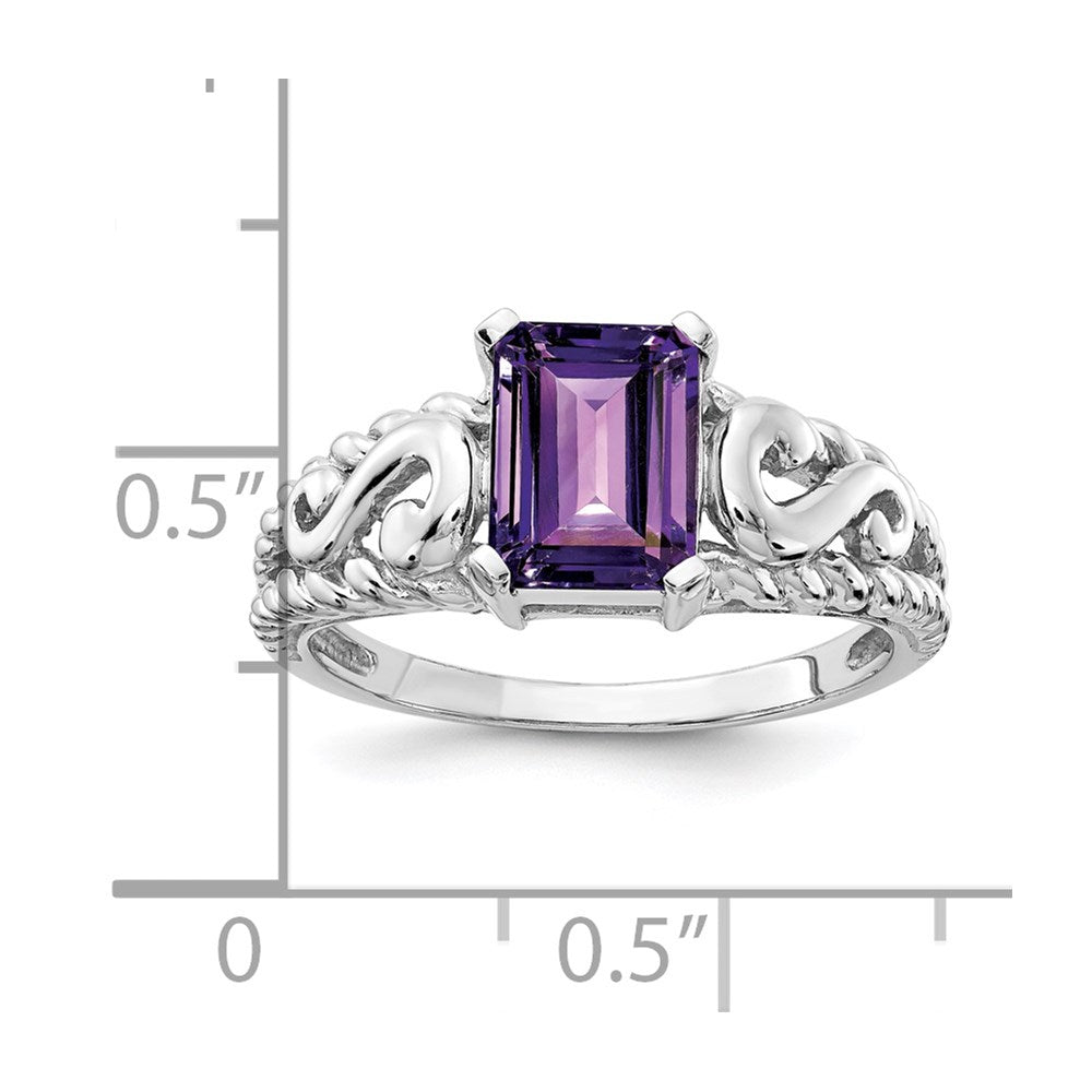 14k White Gold 8x6mm Emerald Cut Amethyst ring