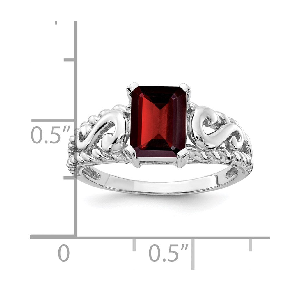 14k White Gold 8x6mm Emerald Cut Garnet ring