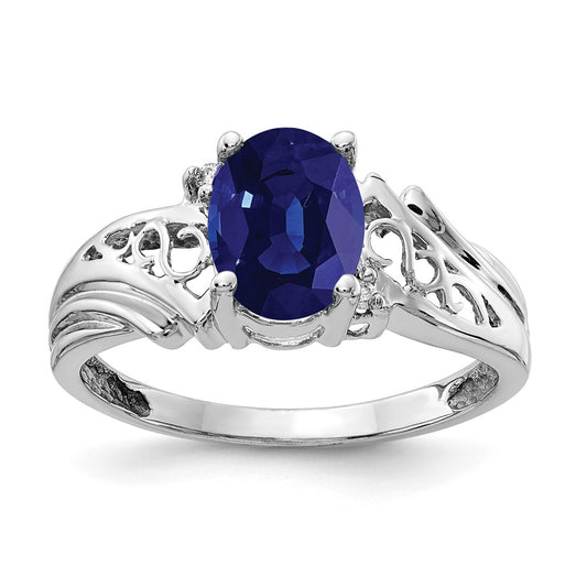 14k White Gold 8x6mm Oval Sapphire A Real Diamond ring