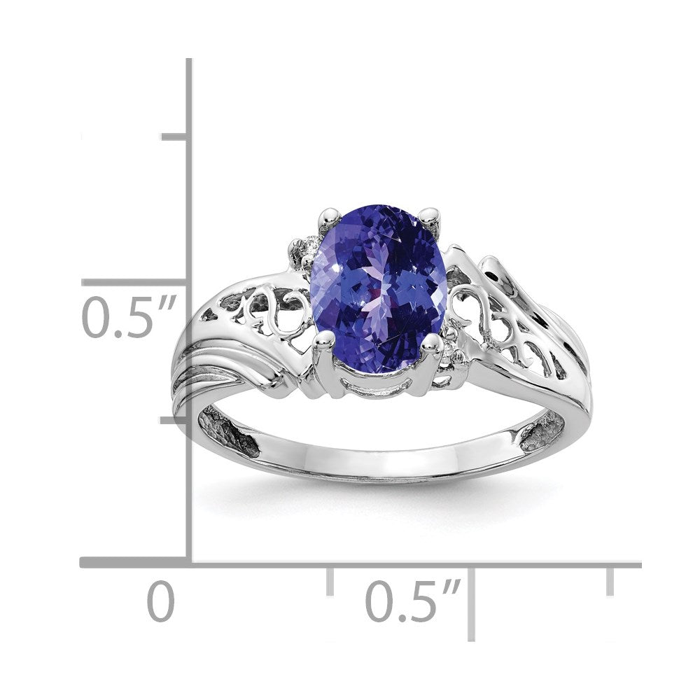 14k White Gold 8x6mm Oval Tanzanite AAA Diamond ring