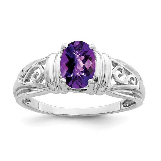 14k White Gold 7x5mm Oval Amethyst ring