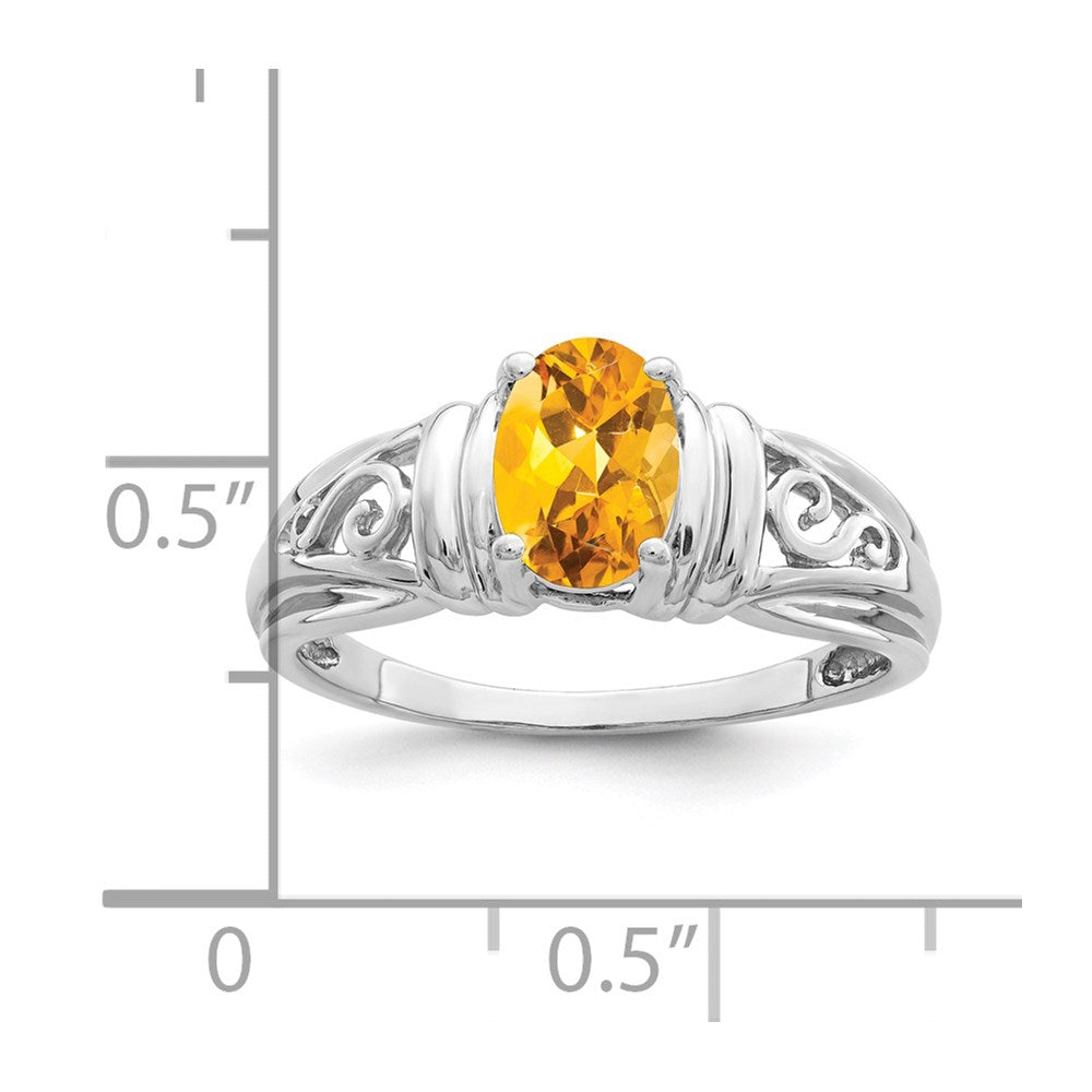 14k White Gold 7x5mm Oval Citrine ring