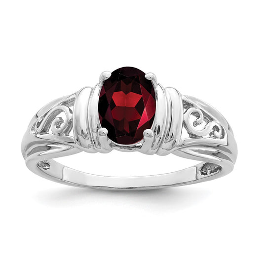 14k White Gold 7x5mm Oval Garnet ring