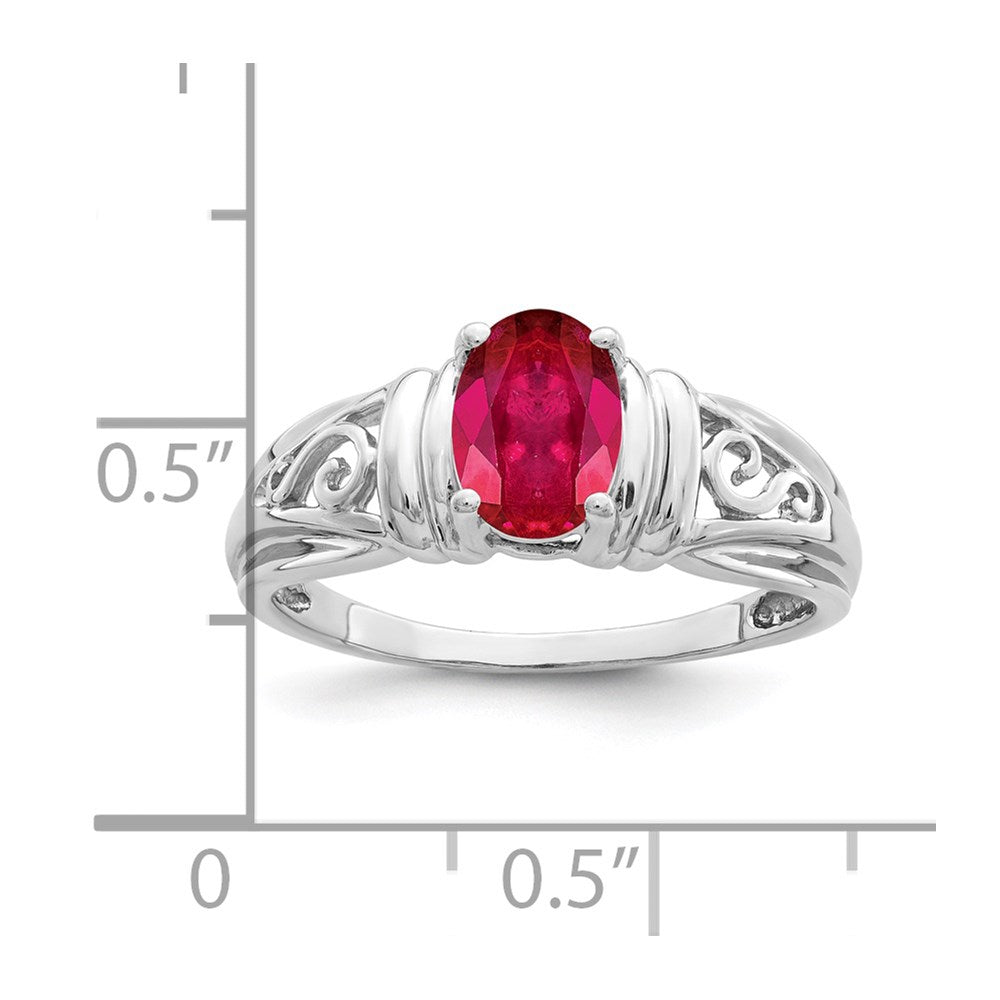 14k White Gold 7x5mm Oval Ruby ring