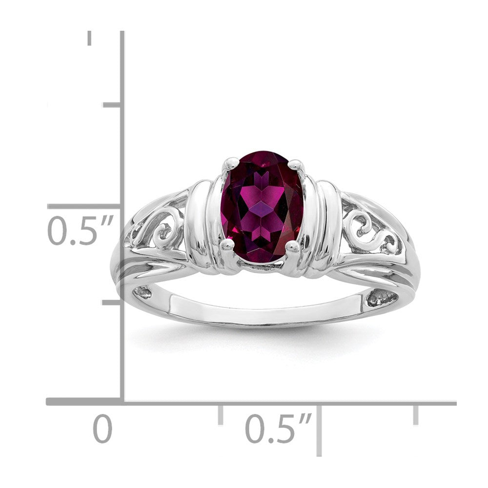 14k White Gold 7x5mm Oval Rhodolite Garnet ring