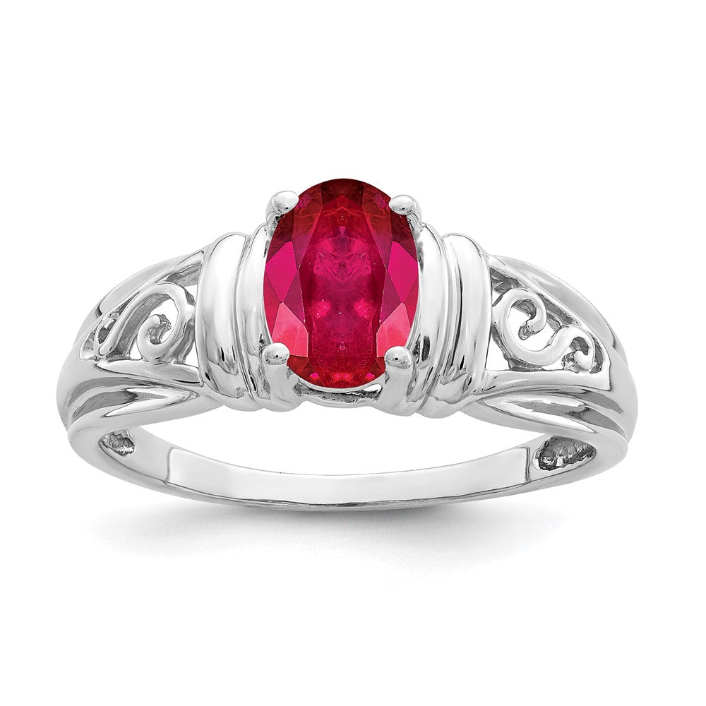 14k White Gold 7x5mm Oval Ruby ring