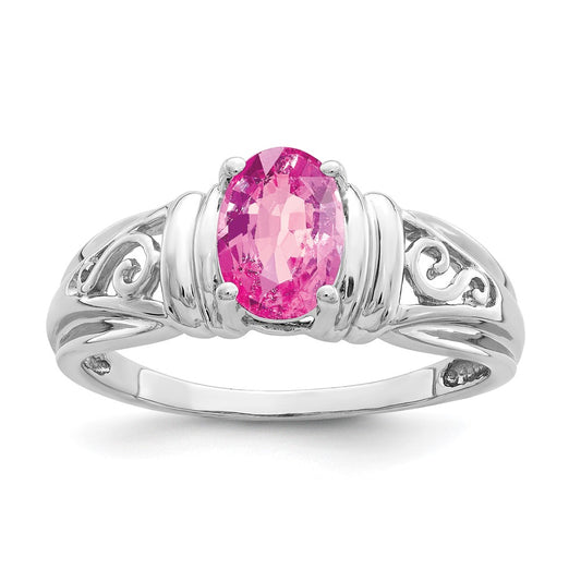 14k White Gold 7x5mm Oval Pink Sapphire ring