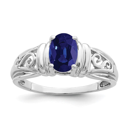 14k White Gold 7x5mm Oval Sapphire ring