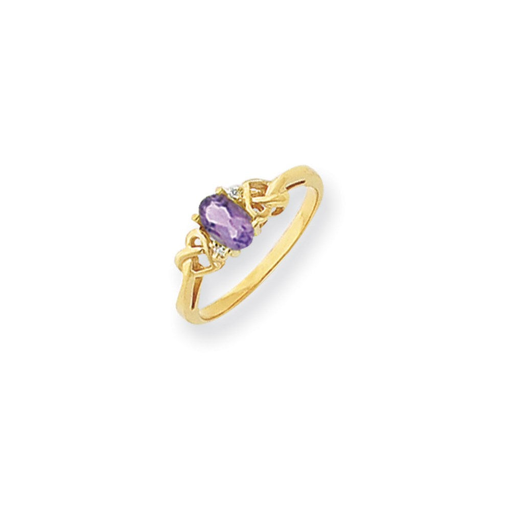 14k Yellow Gold 6x4mm Oval Amethyst Checker AAA Diamond ring