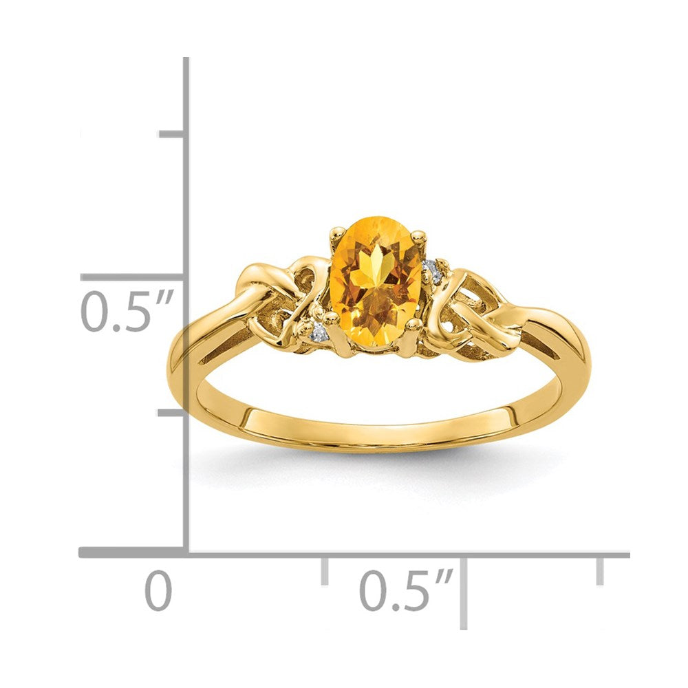 14k Yellow Gold 6x4mm Oval Citrine AAA Diamond ring