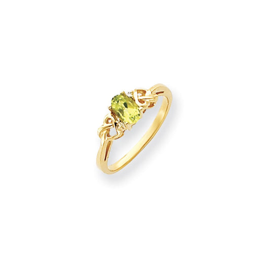 14k Yellow Gold 6x4mm Oval Peridot Checker A Diamond ring