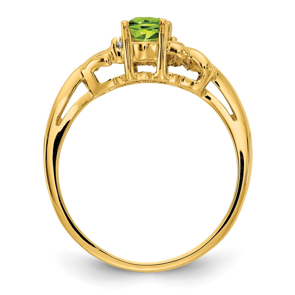 14k Yellow Gold Peridot & AA Diamond Ring